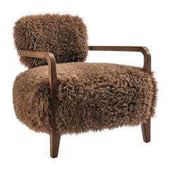 Zinnia Brown Faux Fur Accent Chair - Ornate Home