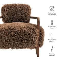 Zinnia Brown Faux Fur Accent Chair - Ornate Home