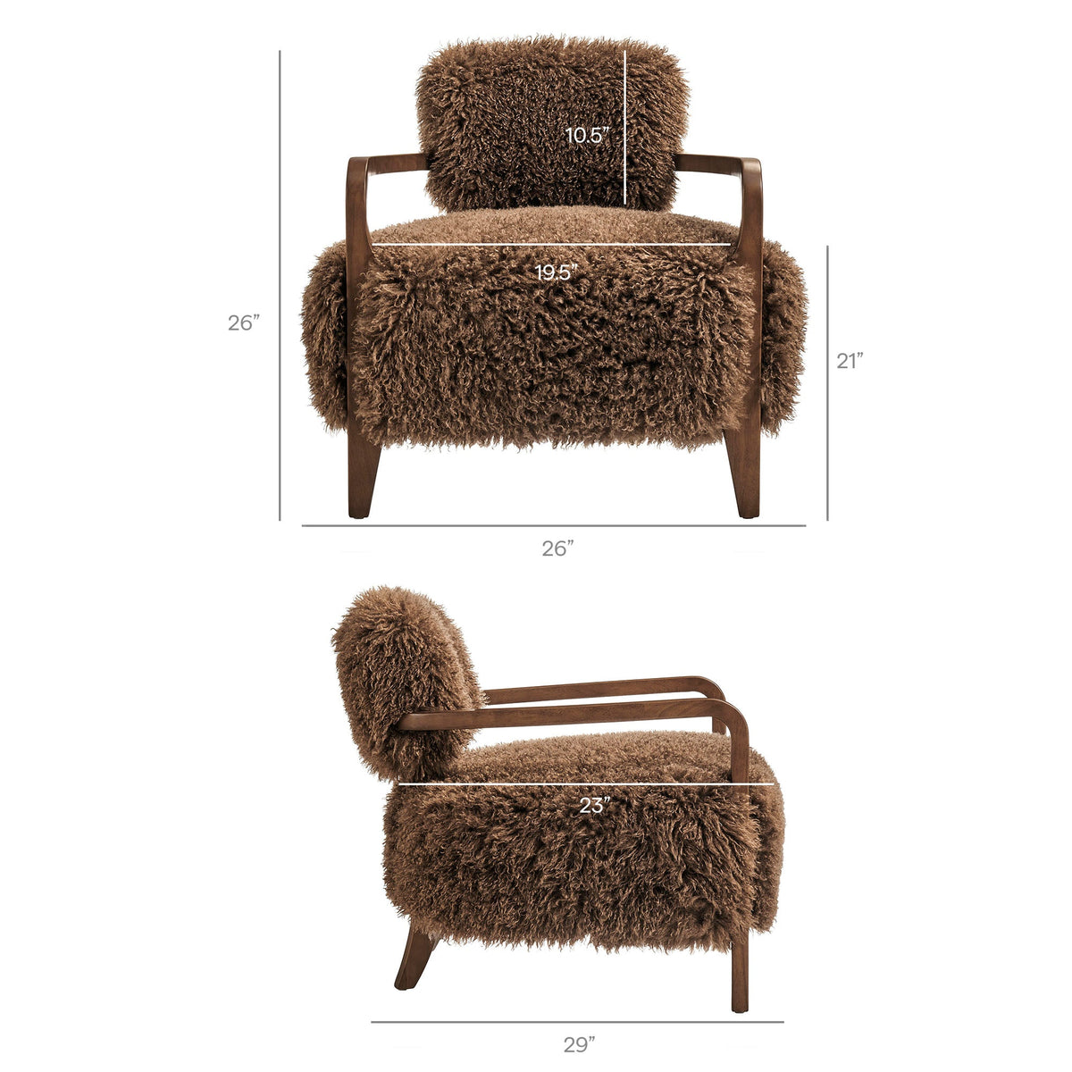 Zinnia Brown Faux Fur Accent Chair - Ornate Home