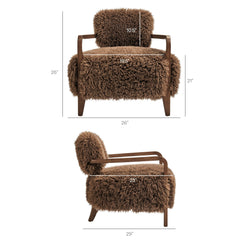 Zinnia Brown Faux Fur Accent Chair - Ornate Home