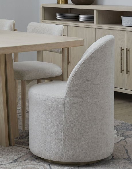 Zinnia Fully Upholstered Swivel Chair in Dune Chenille - Ornate Home