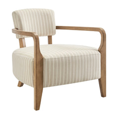Zinnia Oatmeal Stripe Striped Fabric Upholstered Accent Chair - Ornate Home