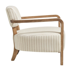 Zinnia Oatmeal Stripe Striped Fabric Upholstered Accent Chair - Ornate Home