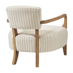 Zinnia Oatmeal Stripe Striped Fabric Upholstered Accent Chair - Ornate Home