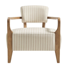 Zinnia Oatmeal Stripe Striped Fabric Upholstered Accent Chair - Ornate Home