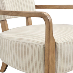 Zinnia Oatmeal Stripe Striped Fabric Upholstered Accent Chair - Ornate Home