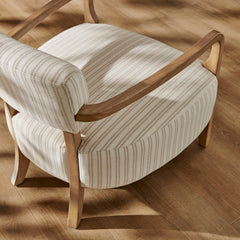 Zinnia Oatmeal Stripe Striped Fabric Upholstered Accent Chair - Ornate Home