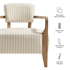Zinnia Oatmeal Stripe Striped Fabric Upholstered Accent Chair - Ornate Home