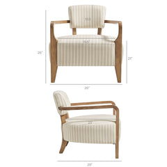 Zinnia Oatmeal Stripe Striped Fabric Upholstered Accent Chair - Ornate Home
