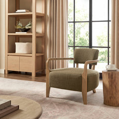 Zinnia Olive Linen Blend Accent Chair - Ornate Home