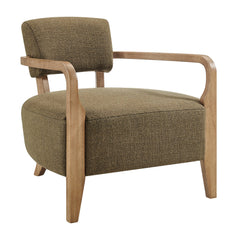 Zinnia Olive Linen Blend Accent Chair - Ornate Home