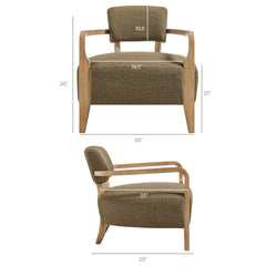 Zinnia Olive Linen Blend Accent Chair - Ornate Home
