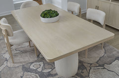 Zinnia Plaster Base Wood Top Dining Table in White Sand and Ivory - Ornate Home