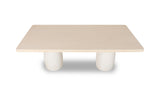 Zinnia Plaster Base Wood Top Dining Table in White Sand and Ivory - Ornate Home