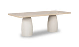 Zinnia Plaster Base Wood Top Dining Table in White Sand and Ivory - Ornate Home