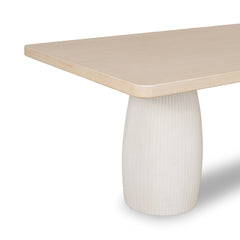 Zinnia Plaster Base Wood Top Dining Table in White Sand and Ivory - Ornate Home