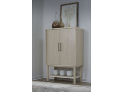 Zinnia Two Door Ash Wood Bar Cabinet in White Sand - Ornate Home