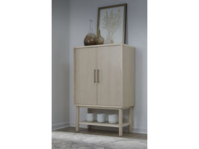 Zinnia Two Door Ash Wood Bar Cabinet in White Sand - Ornate Home