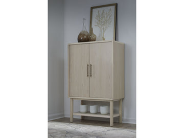Zinnia Two Door Ash Wood Bar Cabinet in White Sand - Ornate Home