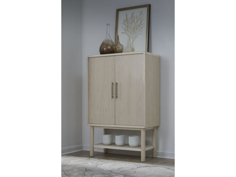 Zinnia Two Door Ash Wood Bar Cabinet in White Sand - Ornate Home