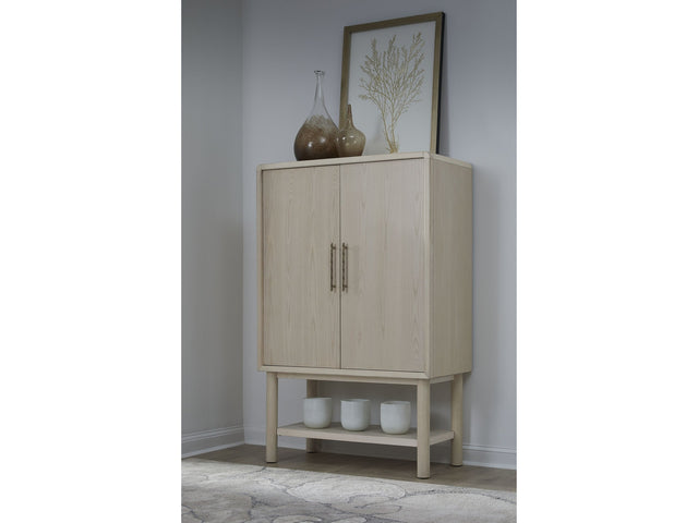 Zinnia Two Door Ash Wood Bar Cabinet in White Sand - Ornate Home