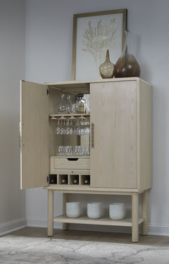 Zinnia Two Door Ash Wood Bar Cabinet in White Sand - Ornate Home