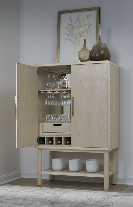 Zinnia Two Door Ash Wood Bar Cabinet in White Sand - Ornate Home