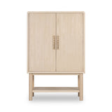 Zinnia Two Door Ash Wood Bar Cabinet in White Sand - Ornate Home