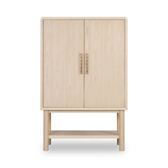 Zinnia Two Door Ash Wood Bar Cabinet in White Sand - Ornate Home