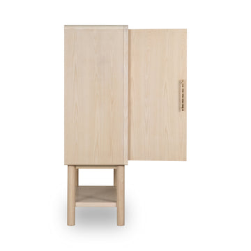 Zinnia Two Door Ash Wood Bar Cabinet in White Sand - Ornate Home