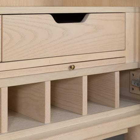 Zinnia Two Door Ash Wood Bar Cabinet in White Sand - Ornate Home