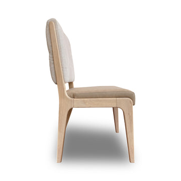 Zinnia Upholstered Dining Chair in White Sand, Buttermilk Leather and Dune Chenille (Set of 2) - Ornate Home