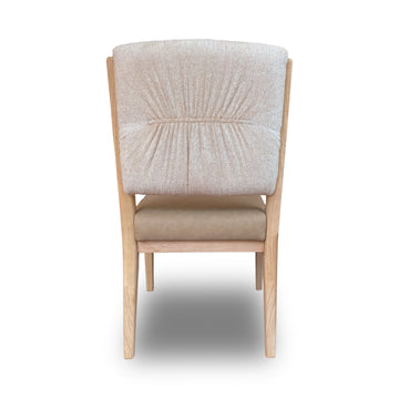 Zinnia Upholstered Dining Chair in White Sand, Buttermilk Leather and Dune Chenille (Set of 2) - Ornate Home
