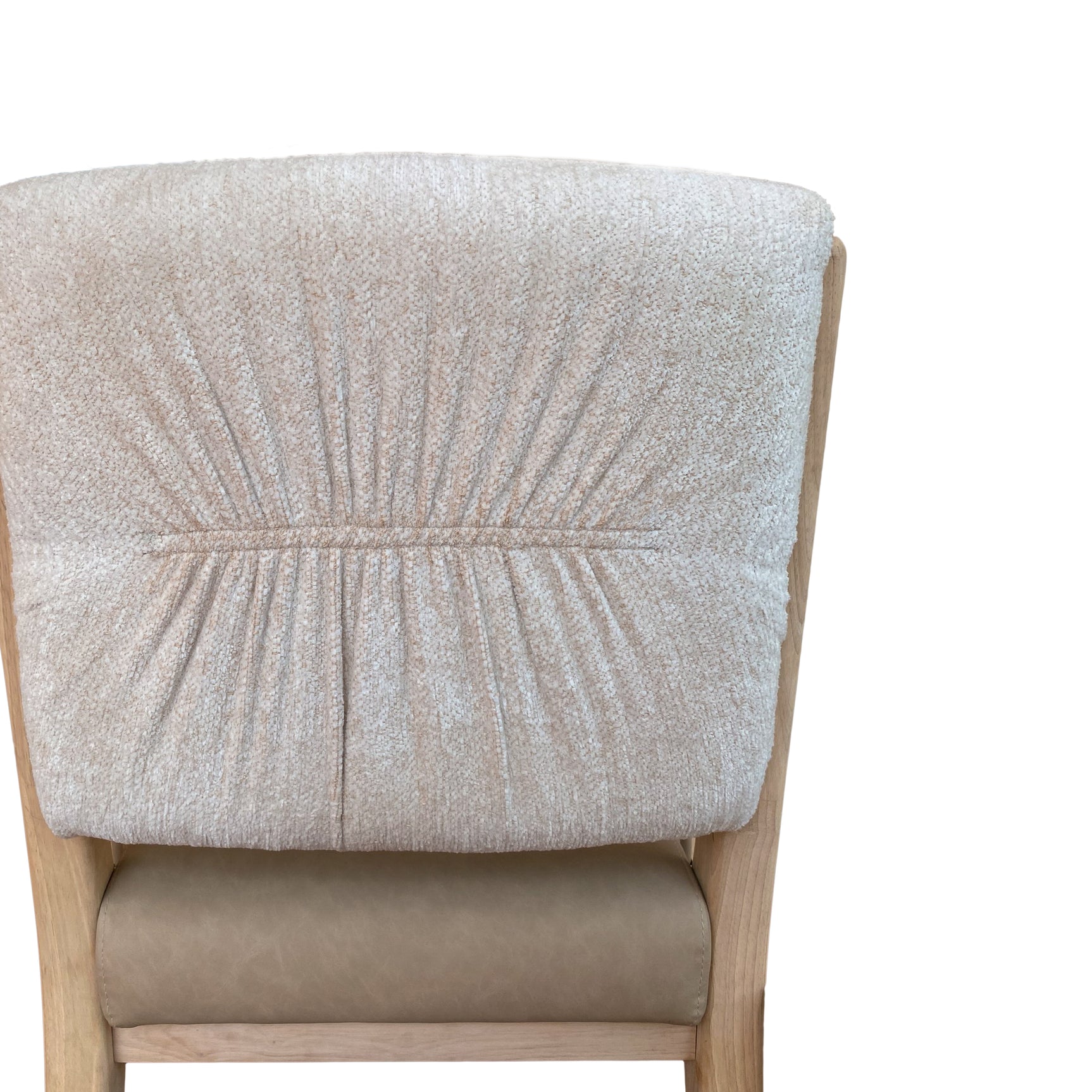 Zinnia Upholstered Dining Chair in White Sand, Buttermilk Leather and Dune Chenille (Set of 2) - Ornate Home