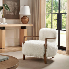 Zinnia White Faux Fur Accent Chair - Ornate Home