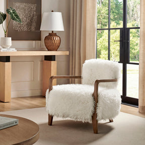 Zinnia White Faux Fur Accent Chair - Ornate Home