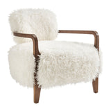 Zinnia White Faux Fur Accent Chair - Ornate Home