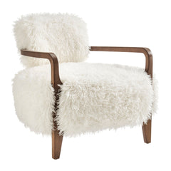 Zinnia White Faux Fur Accent Chair - Ornate Home