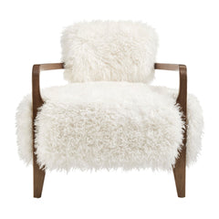 Zinnia White Faux Fur Accent Chair - Ornate Home
