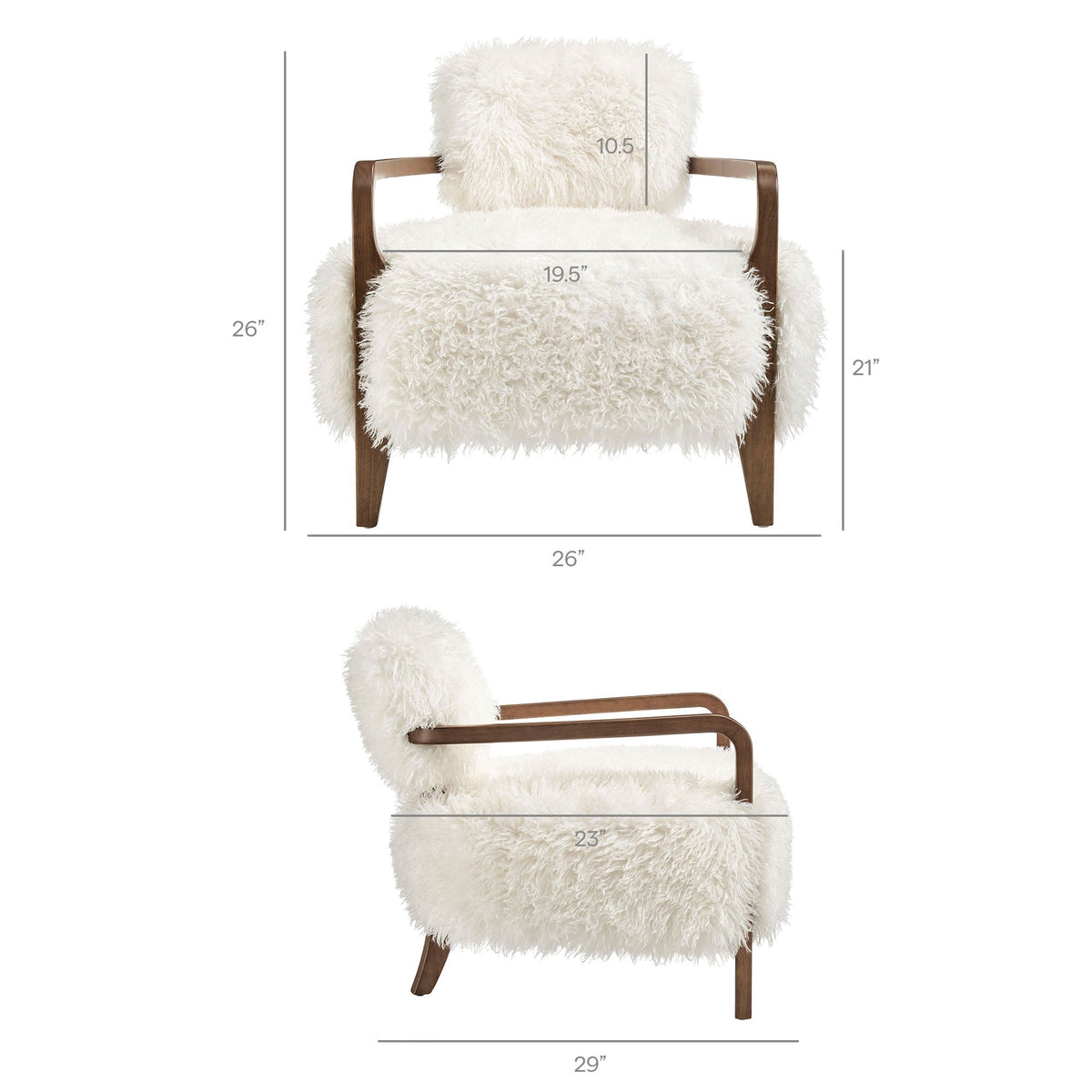 Zinnia White Faux Fur Accent Chair - Ornate Home