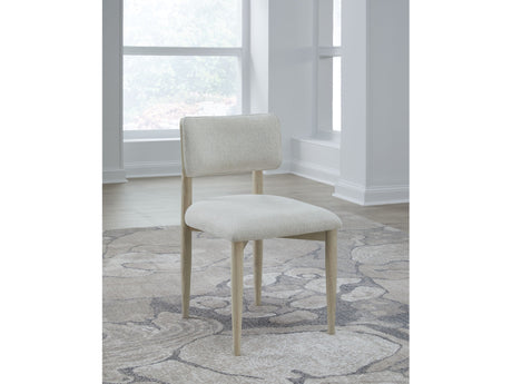 Zinnia Wood Back Dining Chair in White Sand and Dune Chenille (Set of 2) - Ornate Home