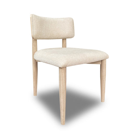 Zinnia Wood Back Dining Chair in White Sand and Dune Chenille (Set of 2) - Ornate Home