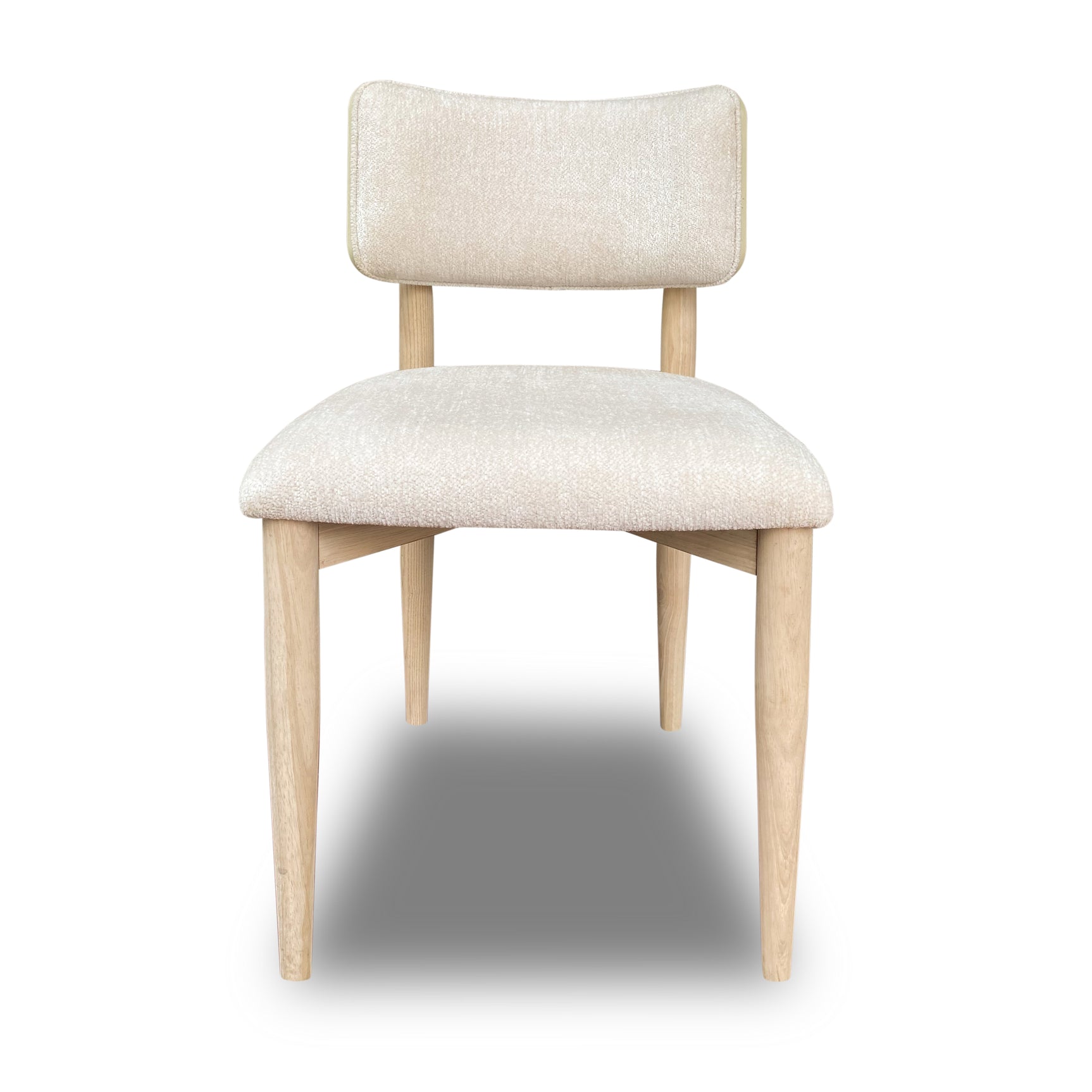 Zinnia Wood Back Dining Chair in White Sand and Dune Chenille (Set of 2) - Ornate Home