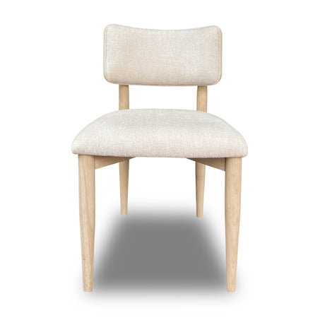 Zinnia Wood Back Dining Chair in White Sand and Dune Chenille (Set of 2) - Ornate Home