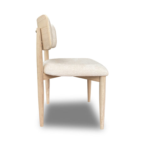 Zinnia Wood Back Dining Chair in White Sand and Dune Chenille (Set of 2) - Ornate Home