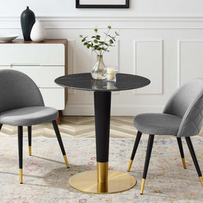Zinque Gold/Black 28" Artificial Marble Dining Table - Ornate Home