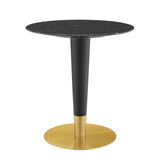 Zinque Gold/Black 28" Artificial Marble Dining Table - Ornate Home