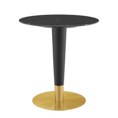 Zinque Gold/Black 28" Artificial Marble Dining Table - Ornate Home