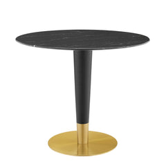 Zinque Gold/Black 36" Artificial Marble Dining Table - Ornate Home