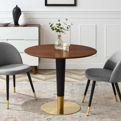 Zinque Gold/Walnut 36" Dining Table - Ornate Home